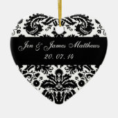 Black and White Damask Wedding Favor Ornament (Voorkant)