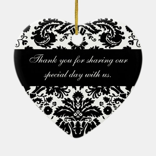 Black and White Damask Wedding Favor Ornament (Achterkant)