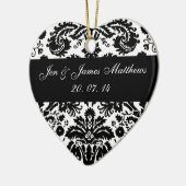 Black and White Damask Wedding Favor Ornament (Links)