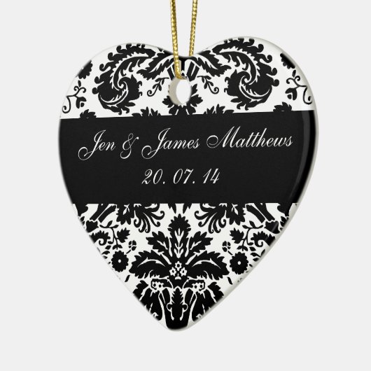 Black and White Damask Wedding Favor Ornament (Links)