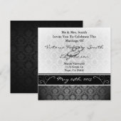 Black and White Damask Wedding Invite Kaart (Voorkant / Achterkant)