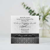 Black and White Damask Wedding Invite Kaart (Staand voorkant)