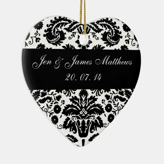 Black and White Damask Wedding Ornament (Rechts)