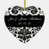Black and White Damask Wedding Ornament (Voorkant)