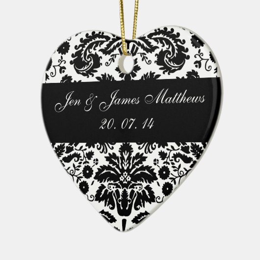 Black and White Damask Wedding Ornament (Links)