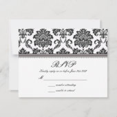 Black and White Damask Wedding RSVP (Voorkant)