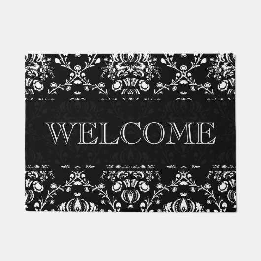 Black and White Damask Welcome Deurmat (Voorkant)