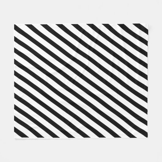 Black and White Diagonal Stripes Fleece Deken (Voorkant (Horizontaal))