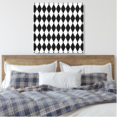 Black and White Diamond Harlequin Pattern Canvas Afdruk (Insitu (Slaapkamer))