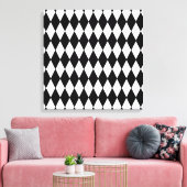 Black and White Diamond Harlequin Pattern Canvas Afdruk (Insitu (Woonkamer))