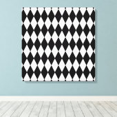 Black and White Diamond Harlequin Pattern Canvas Afdruk (Insitu (Houten vloer))