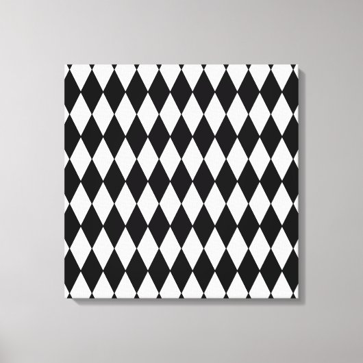 Black and White Diamond Harlequin Pattern Canvas Afdruk (Voorkant)