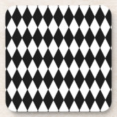 Black and White Diamond Harlequin Pattern Drankjes Onderzetter (Voorkant)