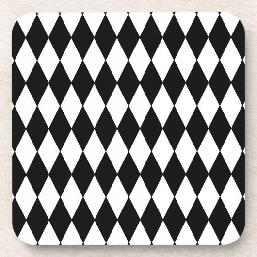 Black and White Diamond Harlequin Pattern Drankjes Onderzetter (Voorkant)