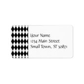 Black and White Diamond Harlequin Pattern Etiket (Voorkant)
