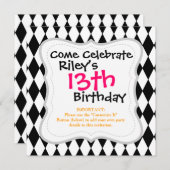 Black and White Diamond Harlequin Pattern Kaart (Voorkant / Achterkant)