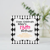 Black and White Diamond Harlequin Pattern Kaart (Staand voorkant)