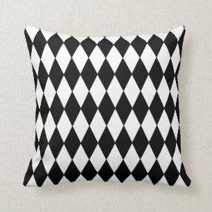 Black and White Diamond Harlequin Pattern Kussen