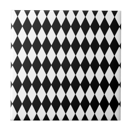 Black and White Diamond Harlequin Pattern Tegeltje (Voorkant)