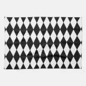 Black and White Diamond Harlequin Pattern Theedoek (Horizontaal)