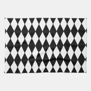 Black and White Diamond Harlequin Pattern Theedoek
