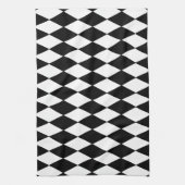 Black and White Diamond Harlequin Pattern Theedoek (Verticaal)