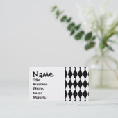 Black and White Diamond Harlequin Pattern Visitekaartje (Staand voorkant)