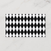 Black and White Diamond Harlequin Pattern Visitekaartje (Achterkant)