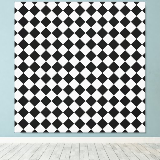 Black and White Diamond Pattern by Shirley Taylor Canvas Afdruk (Insitu (Houten vloer))