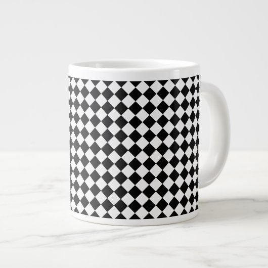 Black and White Diamond Pattern by Shirley Taylor Grote Koffiekop (Voorkant rechts)