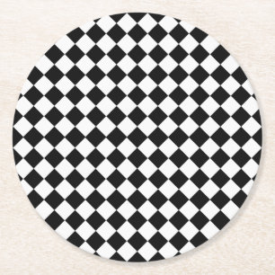 Black and White Diamond Pattern by Shirley Taylor Ronde Kartonnen Onderzetter