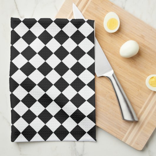 Black and White Diamond Pattern by Shirley Taylor Theedoek (Quarter Fold)