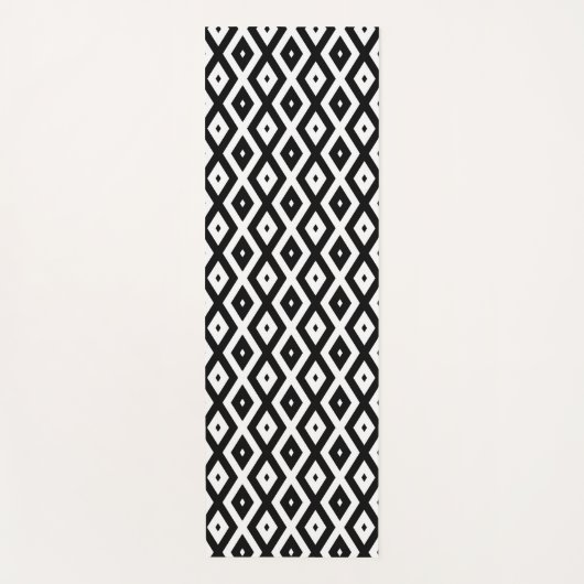 Black and white diamond pattern yogamat (Voorkant)