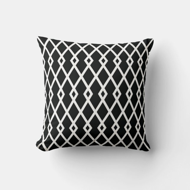 Black and White Diamond Trellis Pillow Kussen (Voorkant)