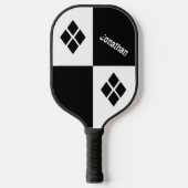Black and White Diamonds | Custom Modern Geometric Pickleball Paddle (Voorkant)