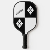 Black and White Diamonds | Custom Modern Geometric Pickleball Paddle (Achterkant)