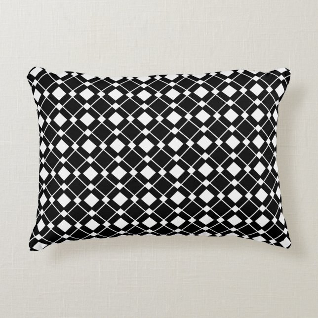 Black and White Diamonds - Lozenge Pattern Accent Kussen (Voorkant)