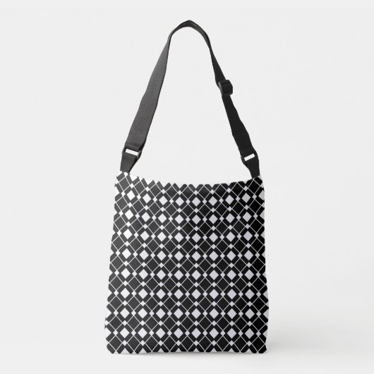 Black and White Diamonds - Lozenge Pattern Crossbody Tas (Voorkant)