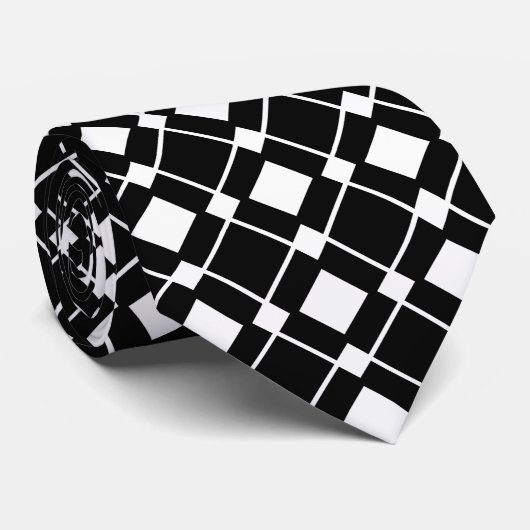 Black and White Diamonds - Lozenge Pattern Stropdas (Opgerold)