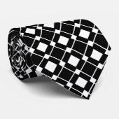 Black and White Diamonds - Lozenge Pattern Stropdas (Opgerold)