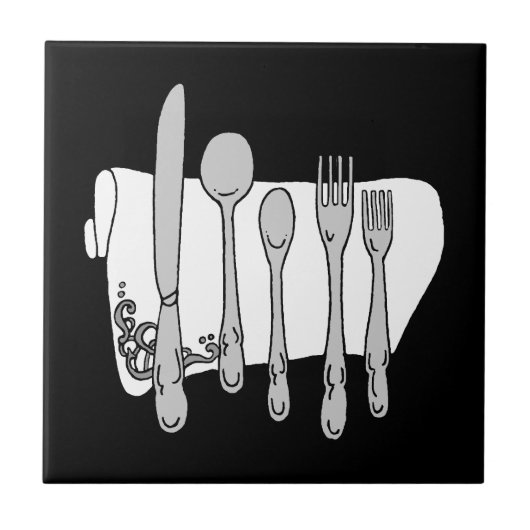 Black and White Dinnerware Tegel Tegeltje (Voorkant)