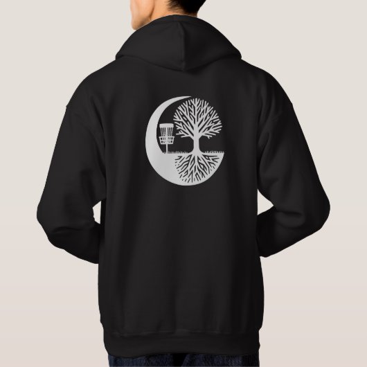 Black and white Disc Golf and Tree Roots Hoodie (Achterkant)