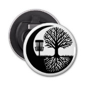 Black and White Disc Golf Silhouette  Button Flesopener (Voorkant)