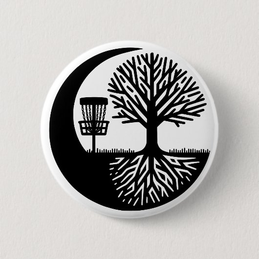 Black and White Disc Golf Silhouette Ronde Button 5,7 Cm (Voorkant)