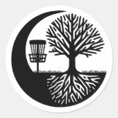 Black and White Disc Golf Silhouette  Ronde Sticker (Voorkant)