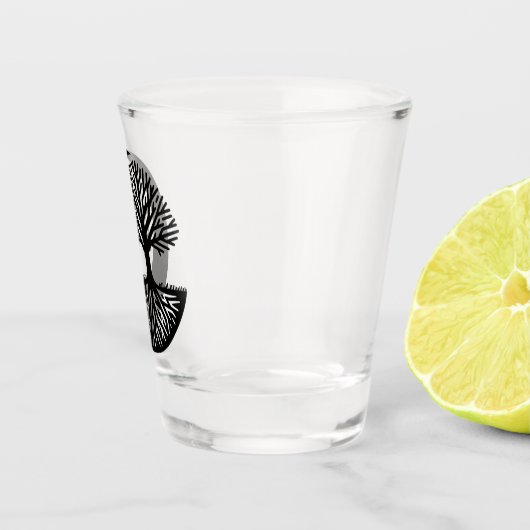 Black and White Disc Golf Silhouette Shot Glas (Rechts)