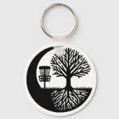 Black and White Disc Golf Silhouette Sleutelhanger (Voorkant)