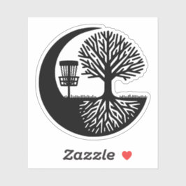 Black and White Disc Golf Silhouette Sticker