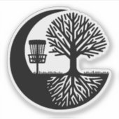 Black and White Disc Golf Silhouette  Sticker (Voorkant)