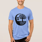 Black and White Disc Golf Silhouette  Tri-Blend Shirt (Voorkant)